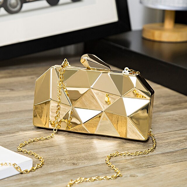  Women's Evening Bag Wedding Bags Handbags Evening Bag Alloy Chain Plaid Solid Colored Party Wedding Event / Party Sillver Gray Silver Gold