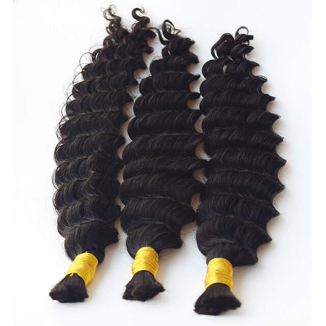  deep wave human braiding hair bulk no weft crochet braids with curly human hair for micro braids curly bulk braiding hair 3pcs