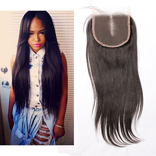  SunnyQueen 4x4 Closure Straight / Classic Free Part / Middle Part / 3 Part French Lace Human Hair Daily