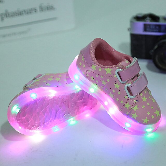  Para Meninas Sapatos Couro Ecológico Verão / Outono Primeiros Passos / Tênis com LED / Shoe luminous Tênis LED para Preto / Azul / Rosa