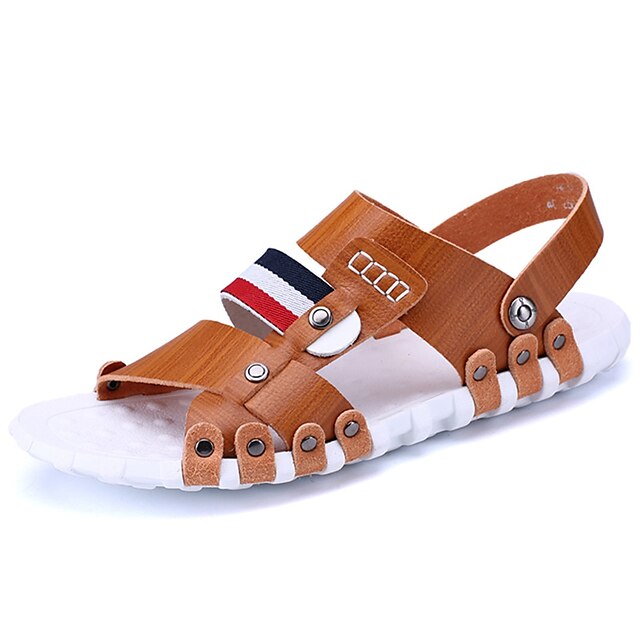  Men's Shoes PU(Polyurethane) Spring / Summer Comfort / Light Soles Sandals Brown / Blue / Khaki