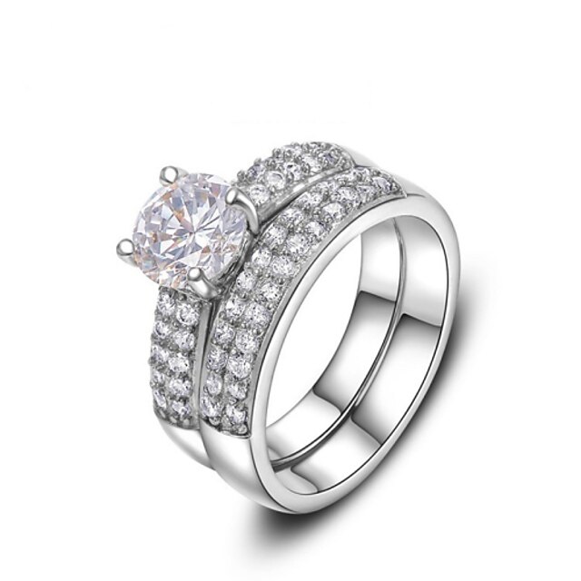  בגדי ריקוד נשים טבעת הצהרה סגסוגת נשים אופנתי Fashion Ring תכשיטים כסף עבור חתונה משרד קריירה מידה אחת One Size