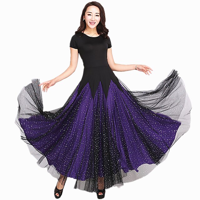  ballroom dans Kjole Slidse Dame Ydeevne Kort Ærme Spandex Tyl