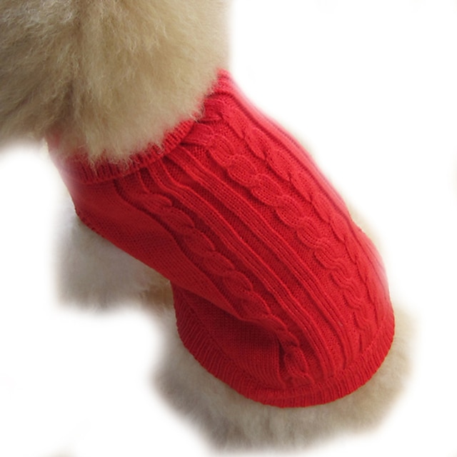  Dog Sweater Puppy Clothes Solid Colored Winter Dog Clothes Puppy Clothes Dog Outfits Red Blue Brown Costume for Girl and Boy Dog Woolen XS S M