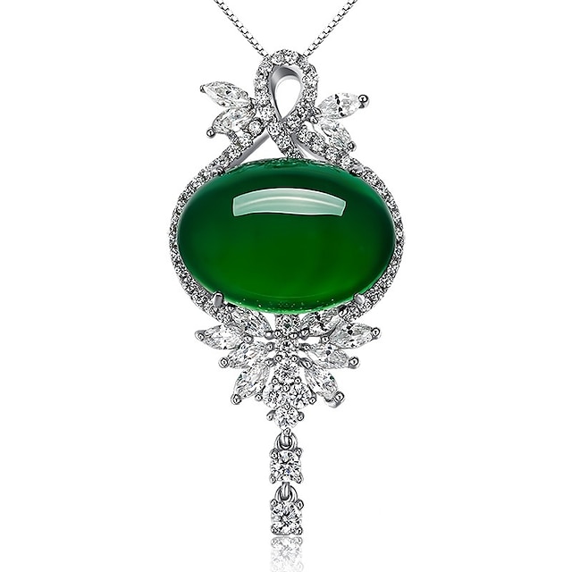  Dame Syntetisk Emerald Vedhæng Smaragd minimalistisk stil Mode Euro-Amerikansk Mørkegrøn Halskæder Smykker Til Bryllup Fest Fødselsdag Fest / aften