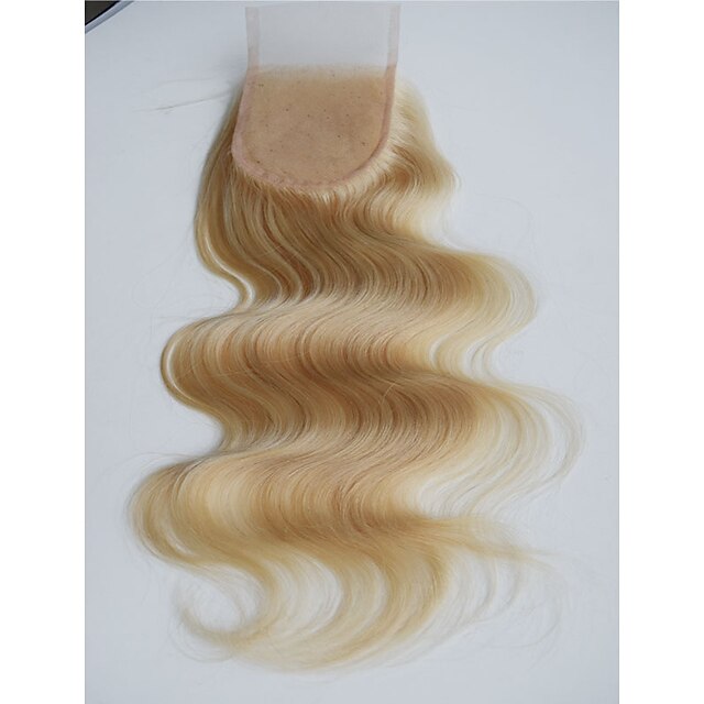  PANSY Brasiliansk hår 3.5X4 Lukking Krop Bølge / Klassisk Gratis Part / Midtre del / 3 Del Fransk blonde Remy Menneskehår Daglig