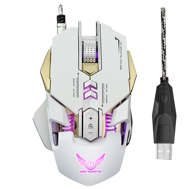 ZERODATE X300 Wired USB Optical Gaming Mouse Led Breathing Light 3200 dpi 4 Adjustable DPI Levels 7 pcs Keys 7 Programmable Keys