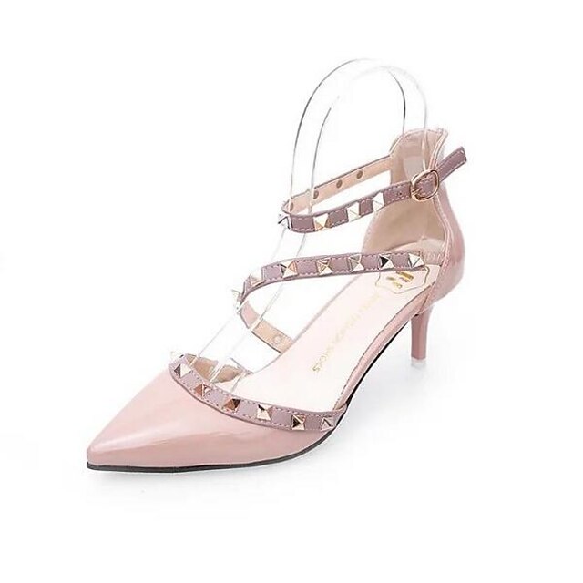  Women's Wedding Shoes Comfort PU Patent Leather Spring Casual Blushing Pink Red White Flat
