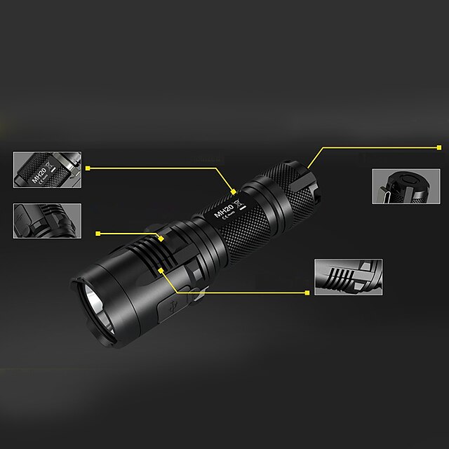  Nitecore MH20 LED-Zaklampen LED 1000lm 8.0 Verlichtings Modus Schokbestendig / Antislip-handgreep / Oplaadbaar Kamperen / wandelen /