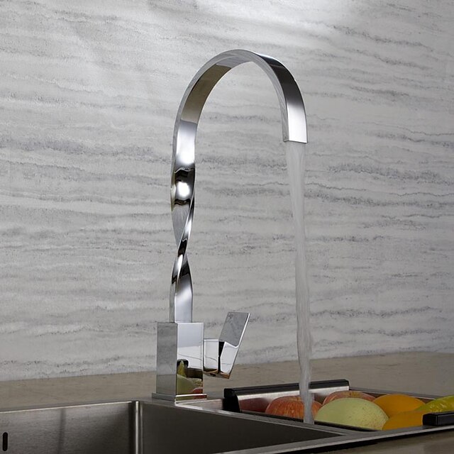  Kitchen faucet Chrome Standard Spout / Tall / ­High Arc Deck Mounted Contemporary / Art Deco / Retro / Modern Kitchen Taps