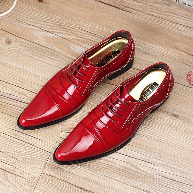  Miehet kengät Aitoa nahkaa Kevät Comfort Oxford-kengät varten Kausaliteetti Musta Punainen