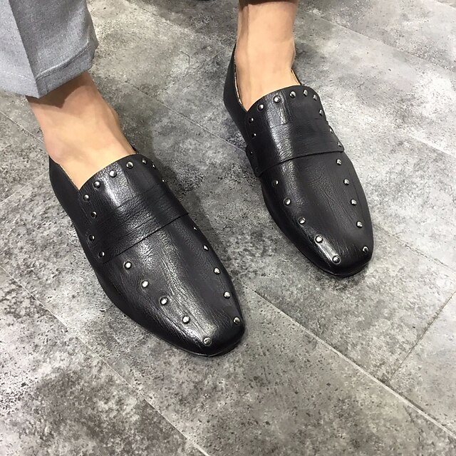  Men's Loafers & Slip-Ons Comfort Spring Summer PU Casual Flat Heel Black Green Flat