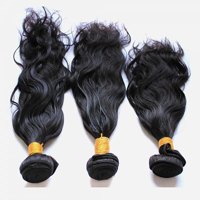  3 csomag Perui haj Természetes hullám Szűz haj Az emberi haj sző 8-28 hüvelyk Emberi haj sző Human Hair Extensions