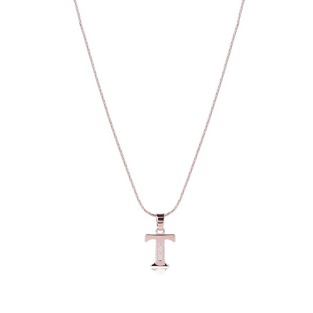  Kubický zirkon Logo Monogramy Náhrdelníky s přívěšky - Rose Gold, Zirkon Alphabet Shape dámy, Geometrik, Módní, Cute Style Ručně Vyrobeno Zlatá Náhrdelníky Šperky Pro Párty, Zvláštní příležitosti