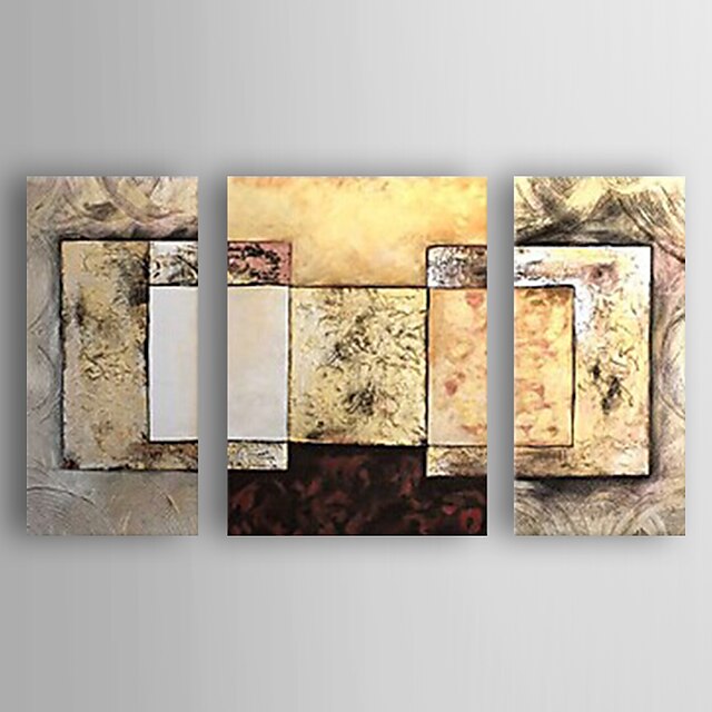  Hang-malované olejomalba Ručně malované - Abstraktní Abstraktní Moderní soudobé Obsahovat vnitřní rám / Tři panely / Reprodukce plátna