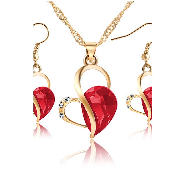  Damen Kubikzirkonia Schmuck-Set Zirkonia, Strass Herz Klassisch, Simple Style, Modisch, Euramerican Einschließen Pendant Halskette Brautschmuck Sets Purpur / Rot Für Weihnachts Geschenke Hochzeit