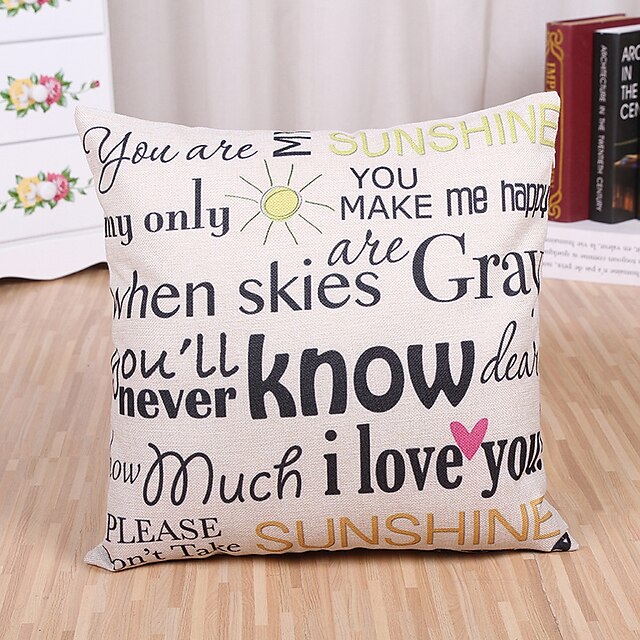  1 Pcs Sunshine Letter's Sayings Printing Pillow Cover Cushion Cover Cotton/Linen Pillowcase