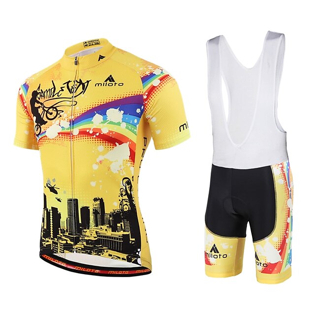 Miloto Men's / Women's Short Sleeve Cycling Jersey with Bib Shorts Plus Size Bike Bib Shorts / Jersey / Bib Tights, Breathable, Quick Dry, Sweat-wicking Polyester Sports / Stretchy / SBS Zipper