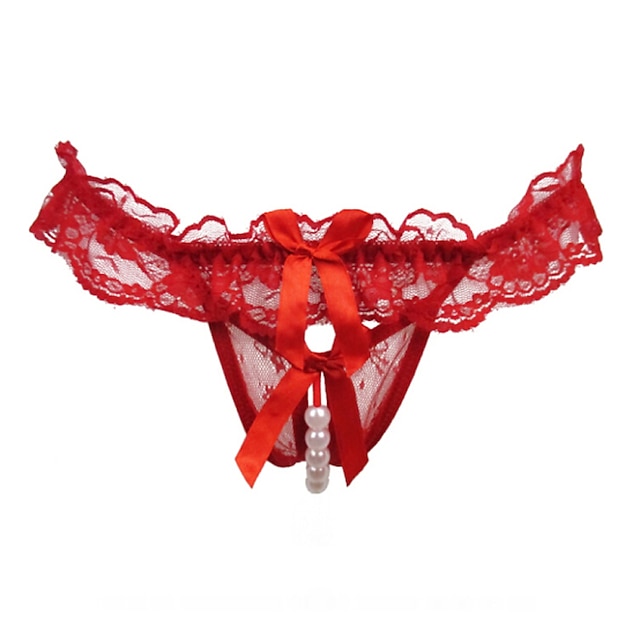  sexy jacquard strings met kralen voor dames& strings slipje micro-elastisch midden taille super sexy kant rood bloemen / home / kleding& accessoires