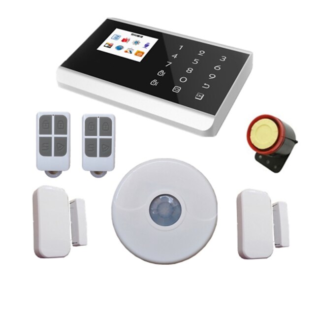  berøre PSTN gsm alarm system trådløs tale lcd android app for ALARME residencial hjem sikkerhet med tak pir sensor