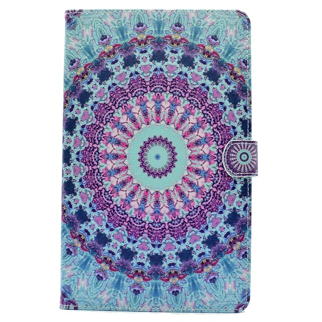  Etui Til Samsung Galaxy / Tab En 8,0 / Tab A 9.7 Lommebok / Kortholder / med stativ Heldekkende etui Mandala / Blonde Print Hard PU Leather til Tab 4 10.1 / Tab E 9.6 / Tab A 7.0