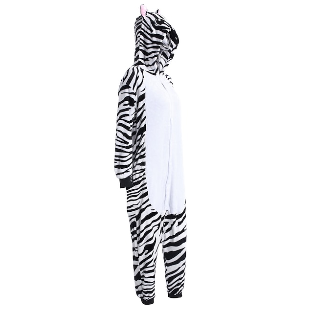 Toys & Hobbies Cosplay & Costumes | Adults Kigurumi Pajamas Zebra Animal Onesie Pajamas Flannel Toison Black / White Cosplay For