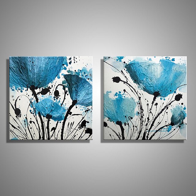  Hang-malované olejomalba Ručně malované - Květinový / Botanický motiv Abstraktní / Módní a moderní / Pastýřský Plátno