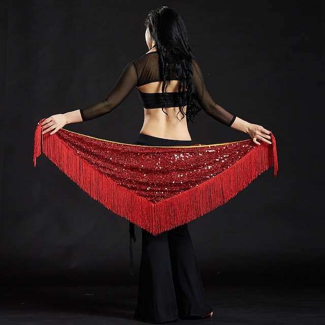  Belly Dance Hip Scarves Women's Performance Polyester Sequin / Tassel Hip Scarf