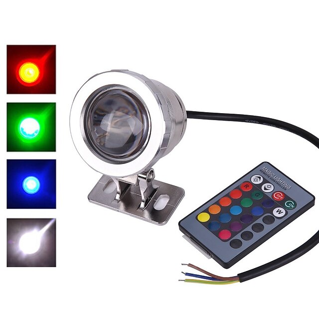  1pc 10 W Underwater Lights Waterproof Remote Controlled Decorative RGB 12 V Outdoor Lighting Courtyard Garden 1 LED Beads