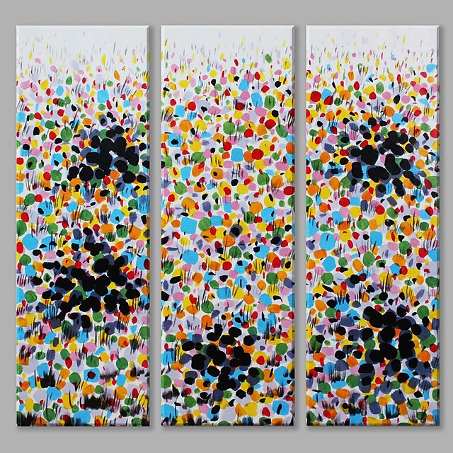  Hang-Painted öljymaalaus Maalattu - Abstrakti Abstrakti Moderni / nykyaikainen Kangas 3 paneeli