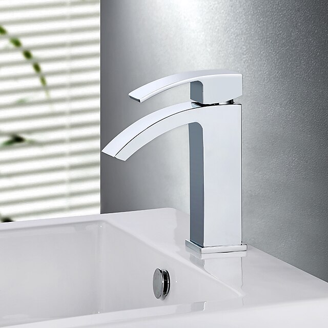 Bathroom Sink Faucet - Waterfall Chrome Centerset Single Handle One HoleBath Taps