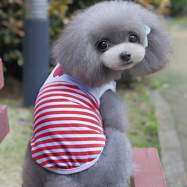 Gato Cachorro Camiseta Colete Roupas para Cães Riscas Vermelho Azul Algodão Ocasiões Especiais Para animais de estimação Verão Homens