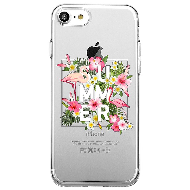  Maska Pentru iPhone 7 / iPhone 7 Plus / iPhone 6s Plus iPhone SE / 5s Transparent / Model Capac Spate Cuvânt / expresie / Flamingo / Floare Moale TPU