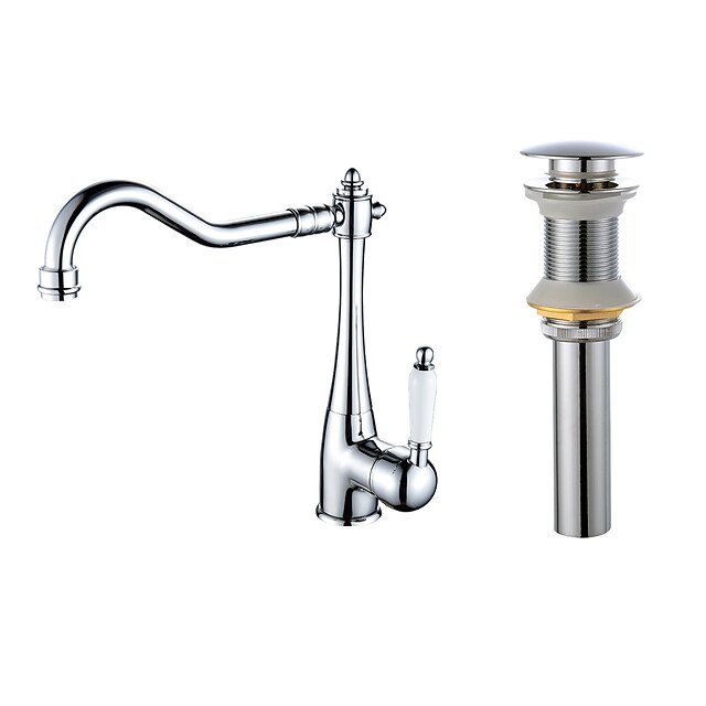  Kitchen faucet - Single Handle One Hole Chrome Standard Spout Centerset Contemporary Kitchen Taps