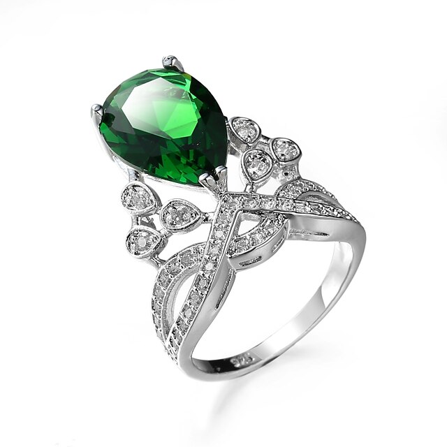  Ring Synthetic Emerald Pear Cut Green Zircon Emerald Alloy Ladies Unique Design Fashion 6 7 8 9 10 / Women's / Solitaire