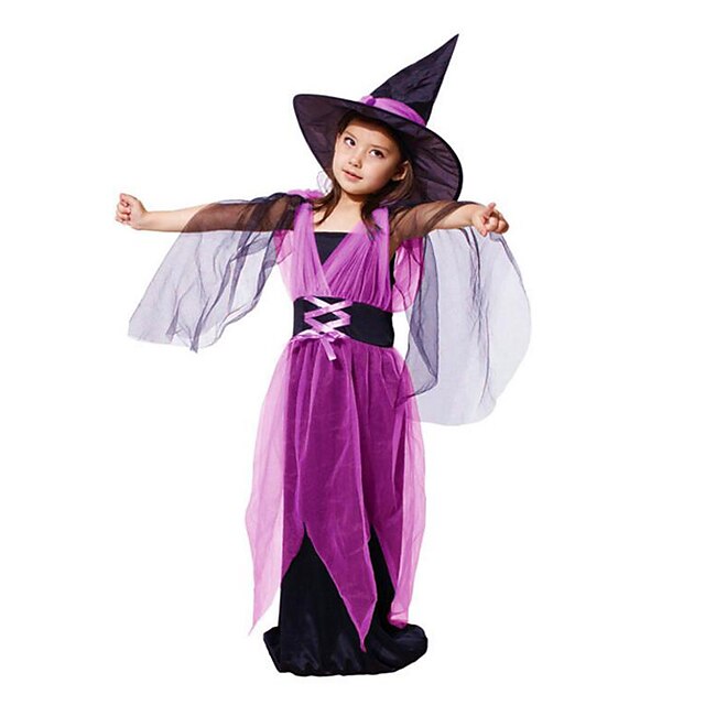  Heks Cosplay Kostuums Hallloween figuren Feestkostuum Gemaskerd Bal Kinderen Kerstmis Halloween Carnaval Festival / Feestdagen Polyesteri Paars Carnaval Kostuums / Kleding / Kleding