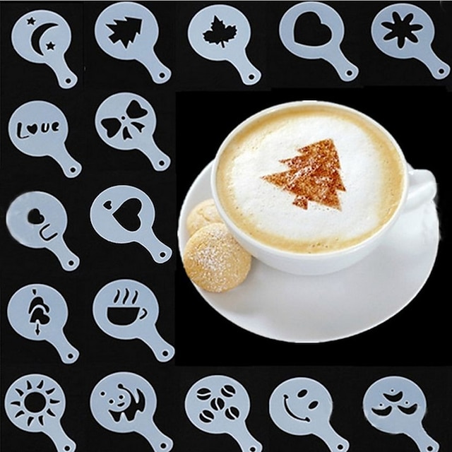  Schimmel Kaffee Milch Kuchen Cupcake Schablone Vorlage Kaffee Barista Cappuccino Vorlage Streu Pad Staubwedel Spray Werkzeuge