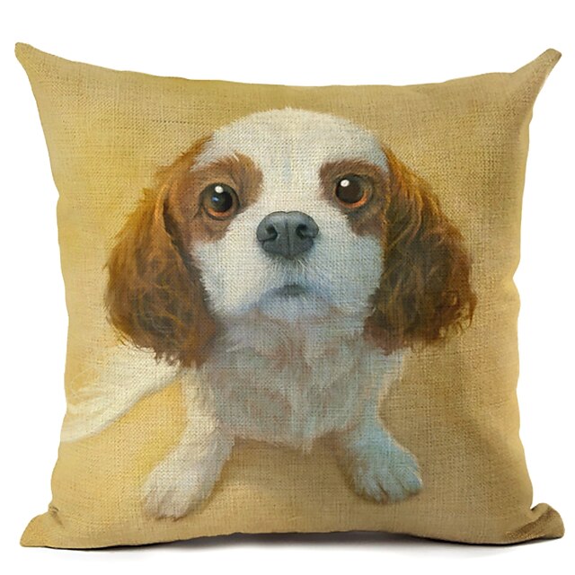  1 pcs Linen Pillow Case, Dog Modern / Contemporary