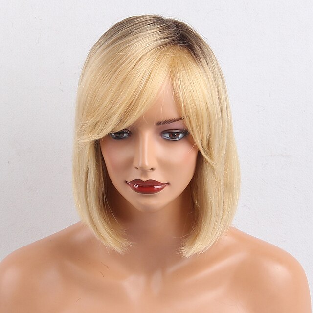  Human Hair Capless Wigs Human Hair Straight / Classic Ombre Machine Made Wig Daily