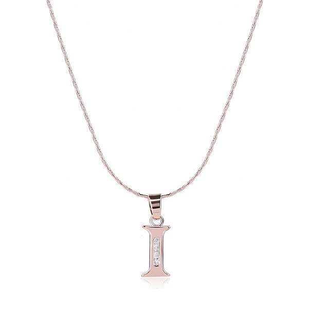  Men's Women's AAA Cubic Zirconia Rose Gold Zircon Pendant Necklace - Natural Friendship British Initial Jewelry Movie Jewelry