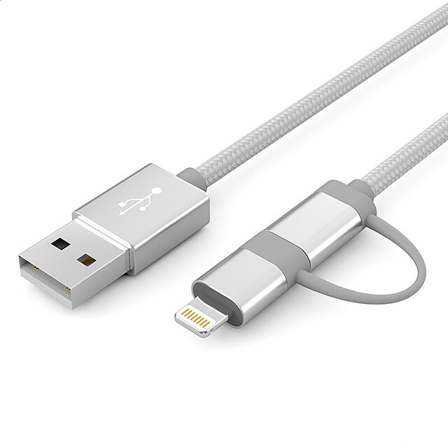  All-In-1 / micro USB / Iluminação Cabo 1m-1.99m / 3ft-6ft Entrançado / 1 a 2 / Carga rápida Náilon Adaptador de cabo USB Para iPad / Samsung / Huawei