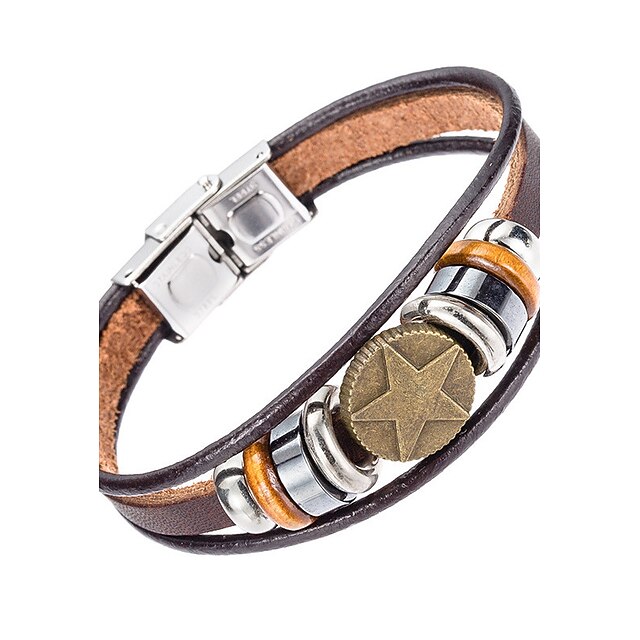  Herr Läder Armband Läder Natur Mode Armband Smycken Brun Till Speciellt Tillfälle Gåva Sport