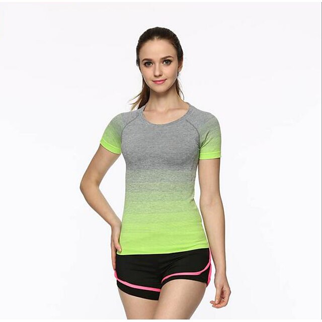  Mulheres Camiseta de Trilha Manga Curta Ao ar livre Fitness, Corrida e Yoga Secagem Rápida Camiseta Blusas Verão Fibra Sintética Preto Arm Green Laranja Corrida