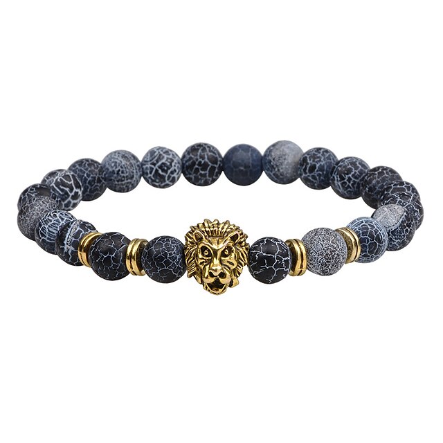  Bracelet de perles Bracelet bonne chance Homme Géométrique Onyx Mode Rétro Vintage Punk Roche Hip-Hop Bracelet Bijoux Bleu Noir Marron Rond Forme de Cercle Forme Géométrique pour Regalos de Navidad