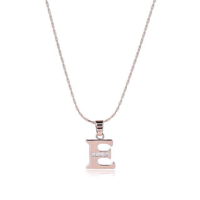  Pendant Necklace For Men's Women's AAA Cubic Zirconia Party Birthday Casual Rose Gold Zircon Copper Alphabet Shape