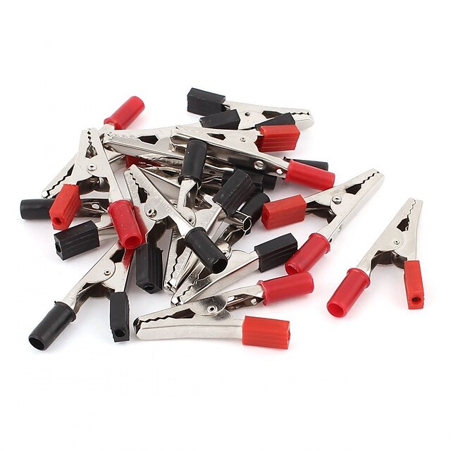  30pcs breadboard test alligator clip clamp 55mm rot schwarz