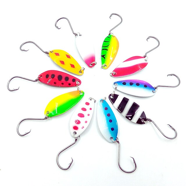  10 pcs Metal Bait Fishing Lures Spoons Metal Bait Sinking Bass Trout Pike Bait Casting Spinning Jigging Fishing Metalic Metal / Freshwater Fishing / Carp Fishing / Bass Fishing / Lure Fishing