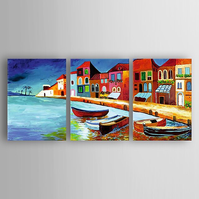  Oil Painting Hand Painted - Abstract Modern Contemporary Stretched Canvas / Three Panels
