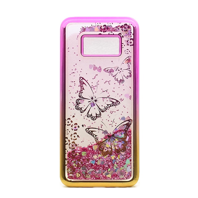  Capinha Para Samsung Galaxy S8 Plus / S8 / S7 edge Galvanizado / Liquido Flutuante / Transparente Capa traseira Borboleta / Glitter Brilhante Macia TPU