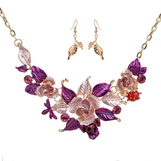 Women's Jewelry Set Leaf Flower Fashion Euramerican Earrings Jewelry Purple / Blue For Party